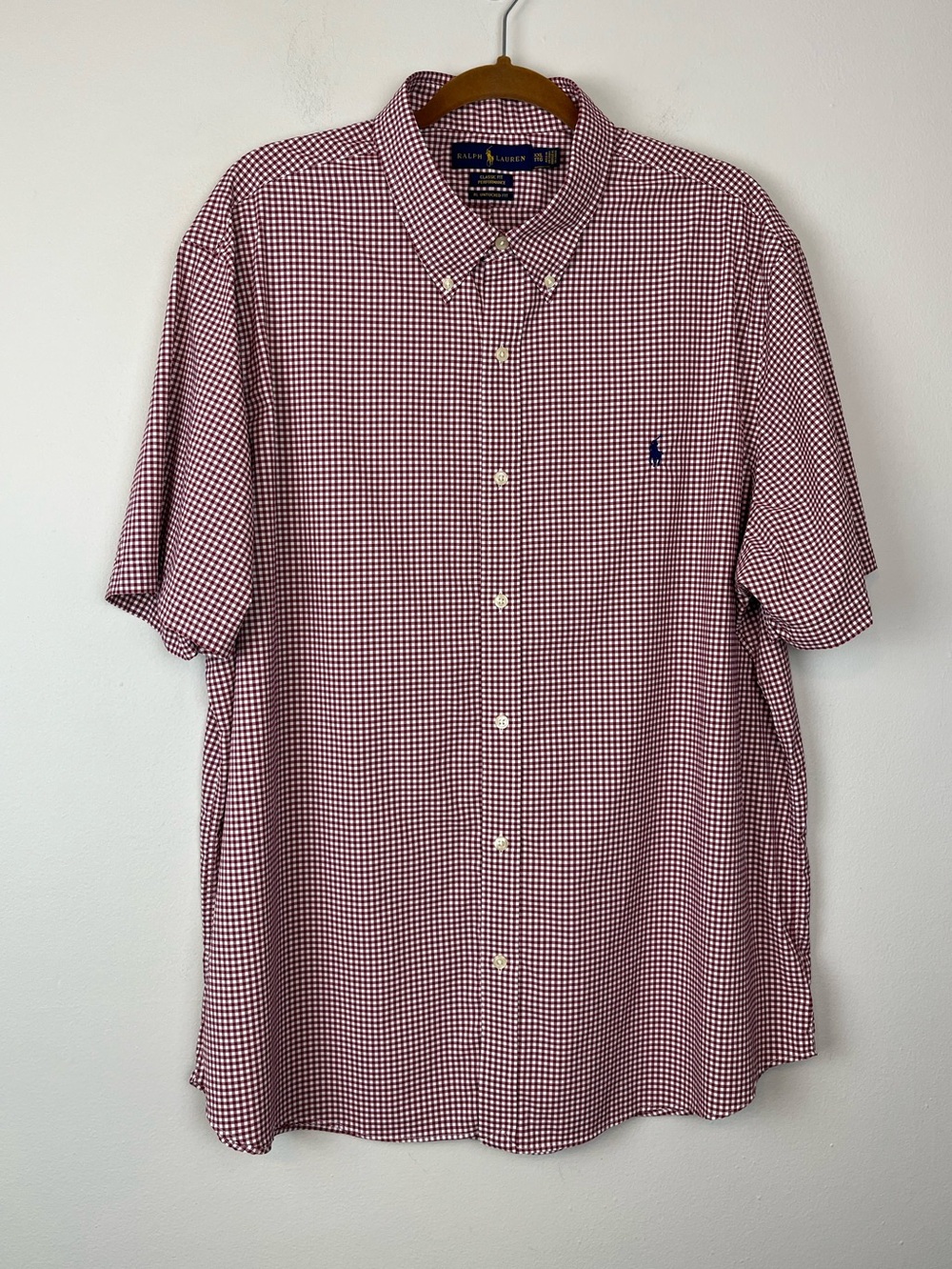 Ralph Lauren Performance Classic Untucked Fit XXL Red White Gingham Check Button